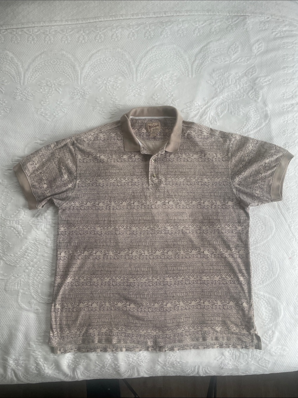 Woolrich Khaki Tribal Stripe 8299 Men's Patterned Polo 2XL